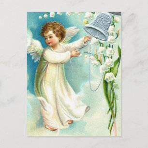 Baby Engel mit blauer Glocke Postkarte