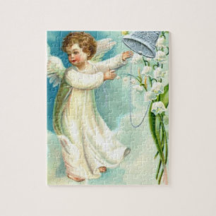 Baby Engel mit blauer Glocke Puzzle