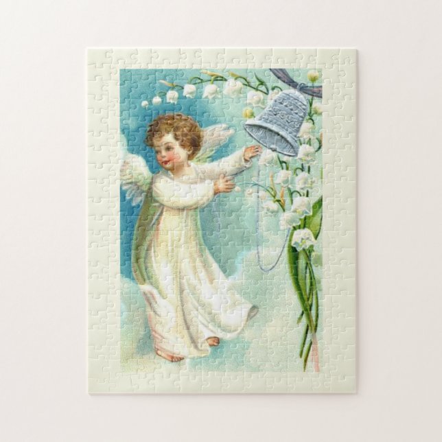 Baby Engel mit blauer Glocke Puzzle (Vertikal)