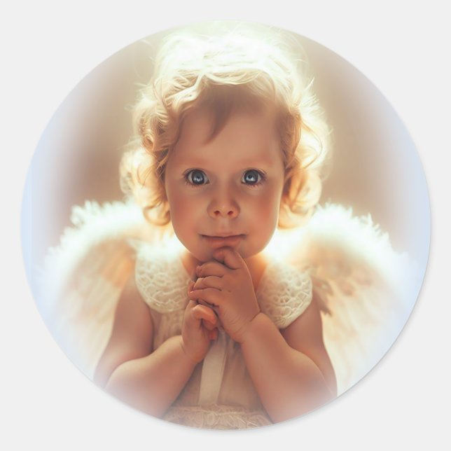 Baby Engel Runder Aufkleber (Vorderseite)