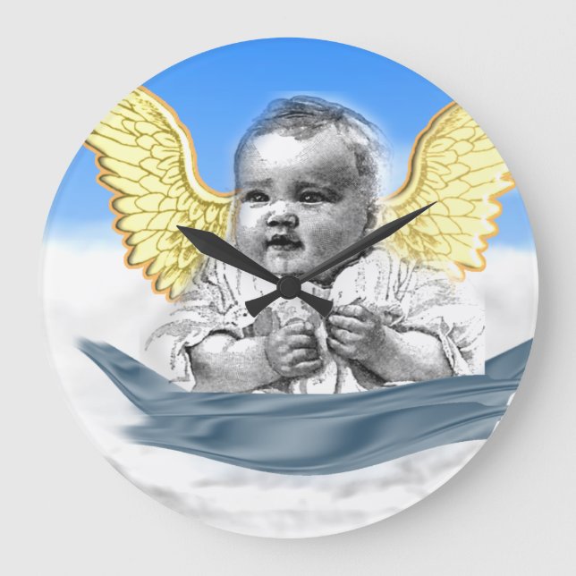 Baby Engelsuhr Große Wanduhr (Vorderseite)