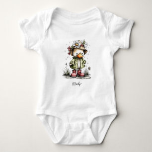Baby-Ente spielt im Regen Baby Strampler