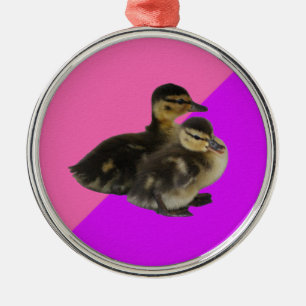 Baby-Enten auf rosa Himbeere und violetter Sorbet Ornament Aus Metall