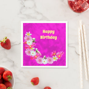 Baby-Erdmännchen und Blumen, Geburtstagspapier Ser Serviette