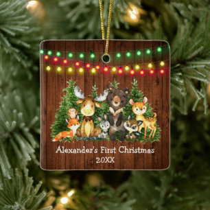 Baby Erste Weihnachtslichter Waldtiere Keramikornament