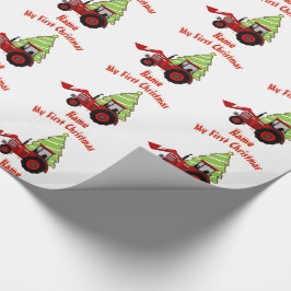 Baby Erste WeihnachtswRAPPING RED TRACTOR Custom Geschenkpapier