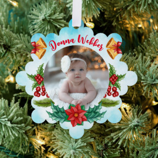 Baby erstes Weihnachten Blaue Wasserfarbe Ornament Karte