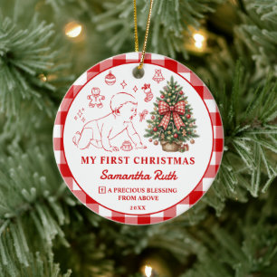 Baby erstes Weihnachten christlicher Foto-Schmuck Keramik Ornament