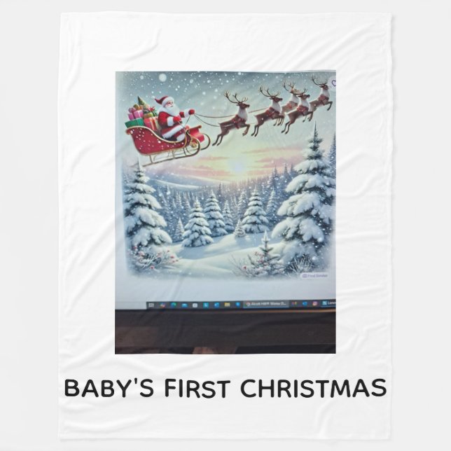 Baby erstes Weihnachten Fleecedecke (Vorderseite)