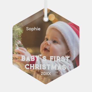 Baby Erstes Weihnachten Foto Name Jahr Ornament Aus Glas