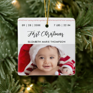 Baby erstes Weihnachten Geburtsstatistiken Name Ka Keramikornament