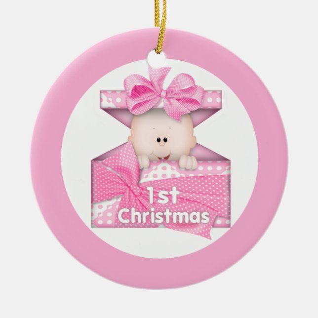 Baby-erstes Weihnachten Keramik Ornament (Vorne)