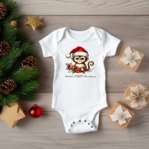 Baby erstes Weihnachten kleiner Affe Strampler