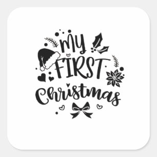 Baby erstes Weihnachten passende Familie  Quadratischer Aufkleber
