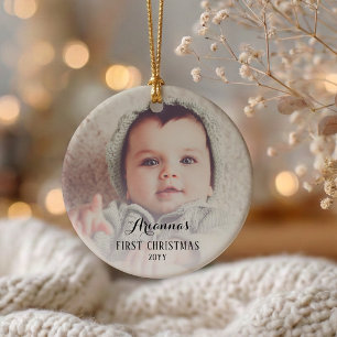 Baby erstes Weihnachten personalisiertes Foto Keramik Ornament