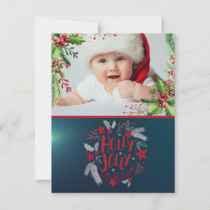 Baby Erstes Weihnachten, Stechpalmenbeeren, Foto,  Feiertagskarte