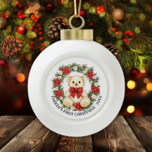 Baby erstes Weihnachten Süßer Teddybär Blumenkranz