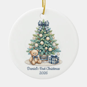 Baby Erstes Weihnachten Teddybär Benutzerdefiniert Keramik Ornament