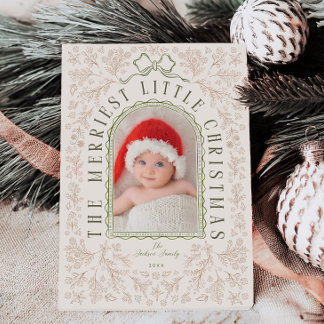 Baby erstes Weihnachten Vintage-Blumen-Fotokarte