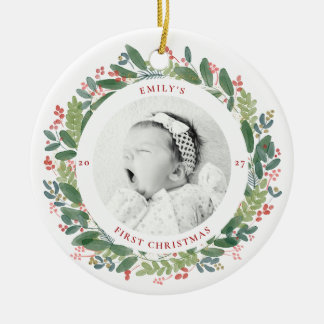 Baby erstes Weihnachten Wasserfarbe Keramik Ornament