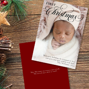 Baby erstes Weihnachtsfoto Flach-Weihnachtskarte Feiertagskarte