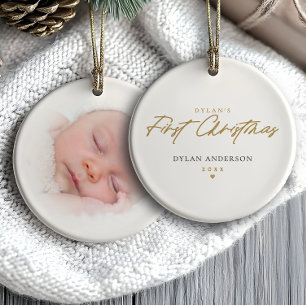 Baby Erstes Weihnachtsfoto Moderne Minimalistin Keramik Ornament