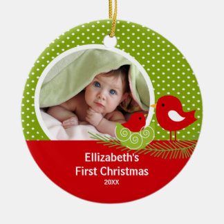 Baby erstes Weihnachtsfoto-Ornament Baby Vogel Keramikornament