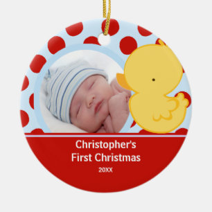 Baby erstes Weihnachtsfoto-Ornament Entenjunge Keramikornament