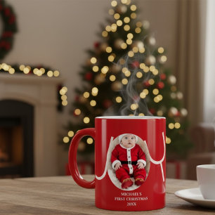 Baby Erstes Weihnachtsfoto Rote Kaffeetasse Jumbo-Tasse