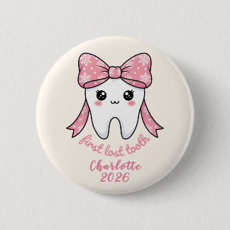 Baby Erstes Zahn Pink Schleife Meilenstein Kawaii  Button
