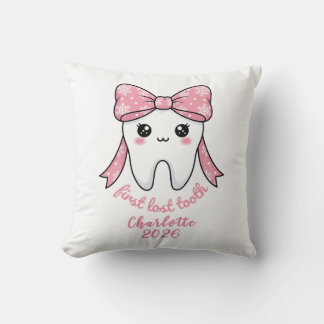 Baby Erstes Zahn Rosa Schleife Meilenstein Kawaii  Kissen