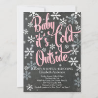 Baby Es ist Cold Chalkboard Pink Girls Baby Shower
