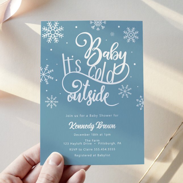 Baby es ist Cold Out Lila Blue Baby Dusche Einladung (Von Creator hochgeladen)