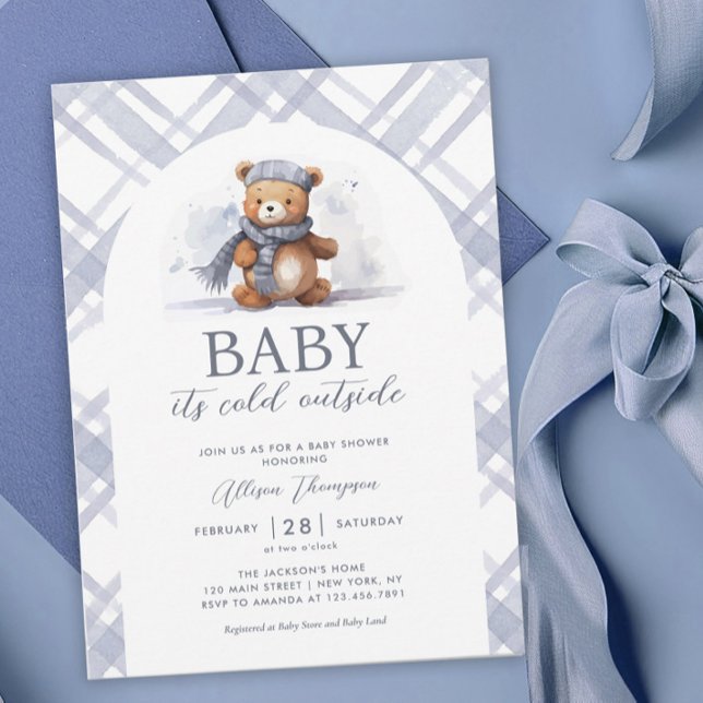 Baby es ist Cold Outside Bear Boy Baby Shower Einladung (Von Creator hochgeladen)