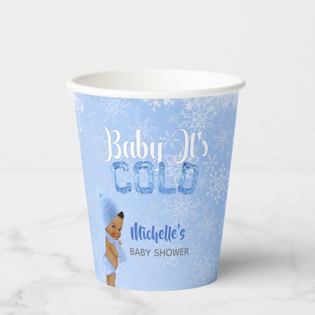 Baby Es ist Cold Snowflake Blue Boy Dusche Pappbecher (Vorderseite)