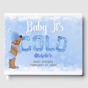 Baby Es ist Cold Snowflake Blue Ethnic Boy Dusche Gästebuch