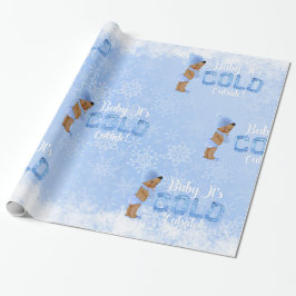 Baby Es ist Cold Snowflake Blue Ethnic Boy Dusche Geschenkpapier