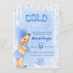 Baby Es ist Cold Snowflake Icy Blue Boy Dusche Einladung