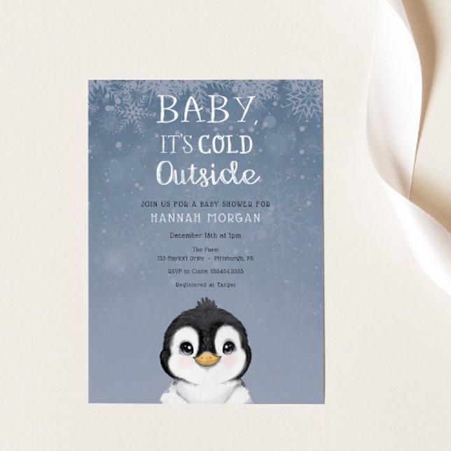 Baby es ist Cold Winter Pinguin Baby Dusche Einladung (Von Creator hochgeladen)