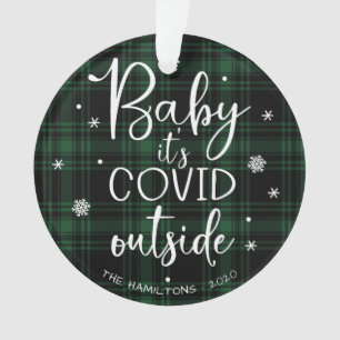 Baby Es ist Covid Outside Funny Christmas Green Ornament