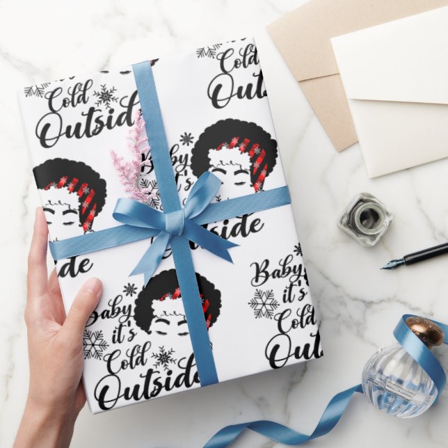 Baby Es ist kalt außerhalb Afro Frauen Karierte We Geschenkpapier (Schenken)