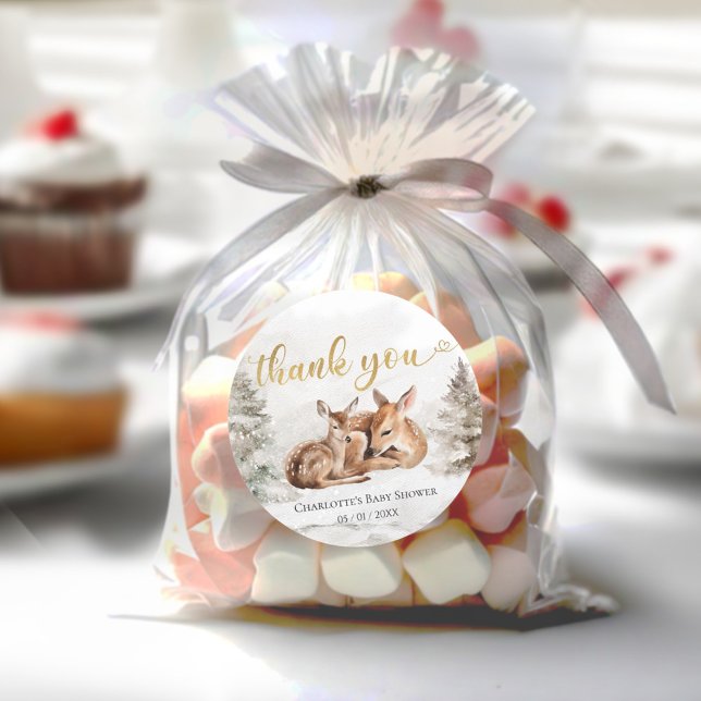 Baby es ist kalt außerhalb von Forest Deer Baby Sh Runder Aufkleber (Von Creator hochgeladen)