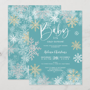 Baby es ist kalt außerhalb von weißem Gold Silbers Einladung