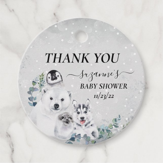 Baby Es ist kalt draußen Arktis Tierdusche Winter Geschenkanhänger (Vorderseite)