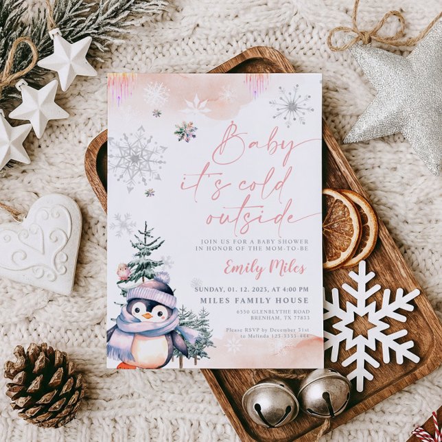 Baby es ist kalt draußen, Baby Dusche Winter Pingu Einladung (Von Creator hochgeladen)