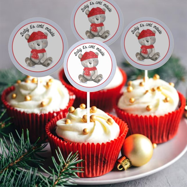 Baby es ist kalt draußen Babydusche einladen Aufkl Runder Aufkleber (Von Creator hochgeladen)