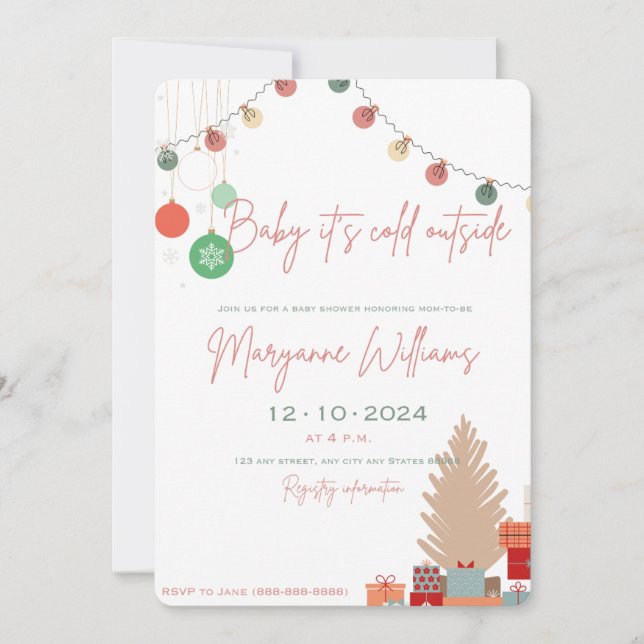 Baby es ist kalt draußen Babydusche Einladung (Vorderseite)