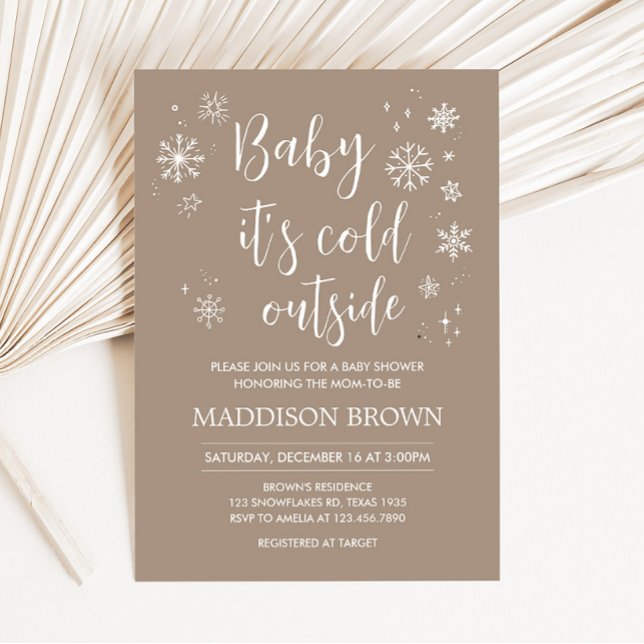 Baby Es ist kalt draußen Babydusche Einladung (Winter Minimalist Snowflake Baby Shower Invitation)