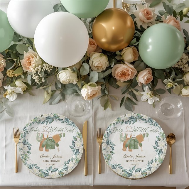 Baby Es ist kalt draußen Babydusche Einladung Pappteller (Von Creator hochgeladen)