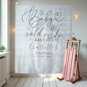 Baby Es ist kalt draußen Babydusche Hintergrund Wandteppich